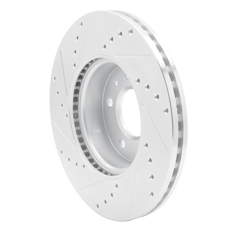 Cadillac ATS Brake Rotor (1) - Front Right - R1 Concepts - Drilled & Slotted - Silver - `13-`25